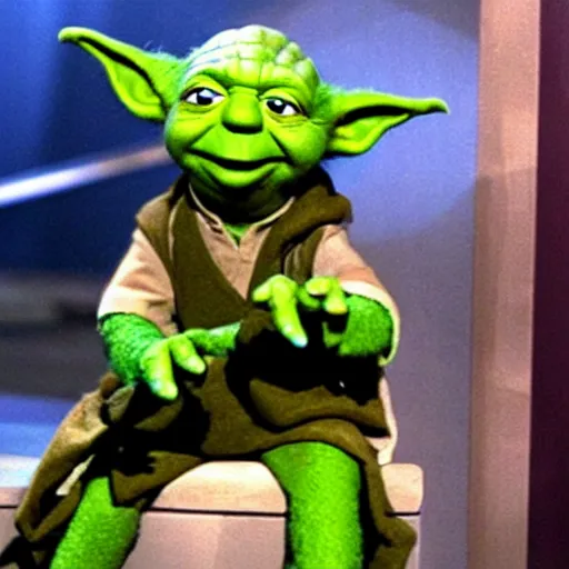 Prompt: yoda in the muppet show