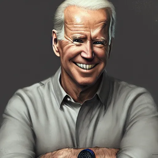 Prompt: a portrait of joe biden, intricate, hyper detailed, 8k, james gurney, greg rutkowski, john howe, artstation