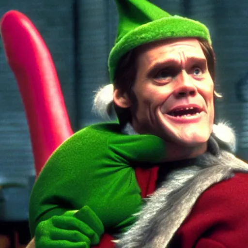 Image similar to jim carrey as buddy the elf, movie still