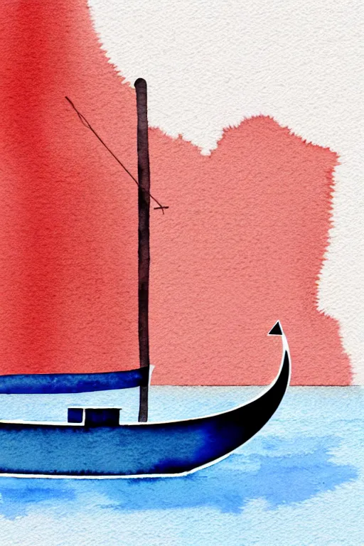 Prompt: minimalist watercolor art of a boat in venice, illustration, vector art