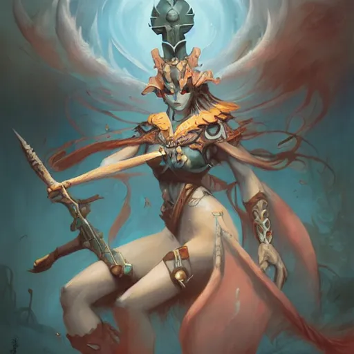 Image similar to fantasy warrior inspired by Peter Mohrbacher