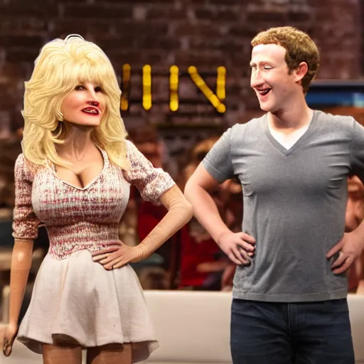 Prompt: Mark Zuckerberg dressed as teenage dolly parton in NYC, realistic, 8k resolution, hyperdetailed, highly detailed, real life, studio lighting, high quality, photo, cleavage,