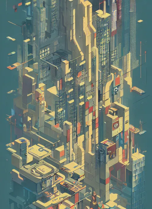 Prompt: chris ware graphic layout design maze poster of cyberpunk city, peter mohrbacher, jane newland, peter gric, chris ware, aaron horkey, illustration, artstation