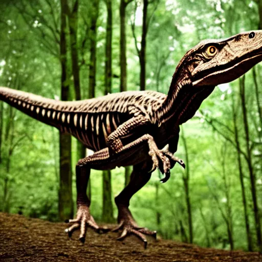 Image similar to National Geographic photo of velociraptor in the Forrest