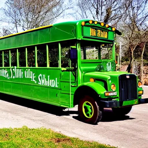 Image similar to a green school bus