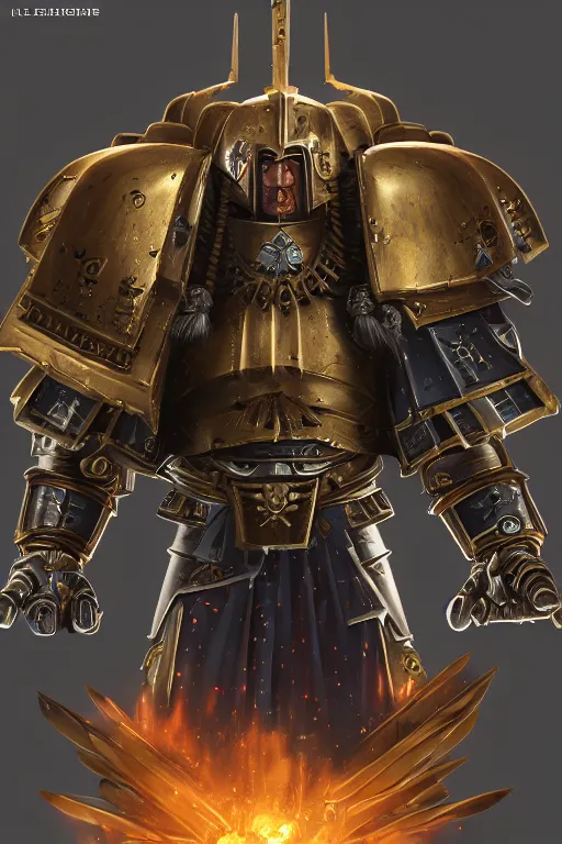 Image similar to armor portrait heros warhammer 4 0 k horus heresy fanart - the primarchs emperor by johannes helgeson animated with vfx concept artist & illustrator global illumination ray tracing hdr fanart arstation zbrush central hardmesh 8 k octane renderer