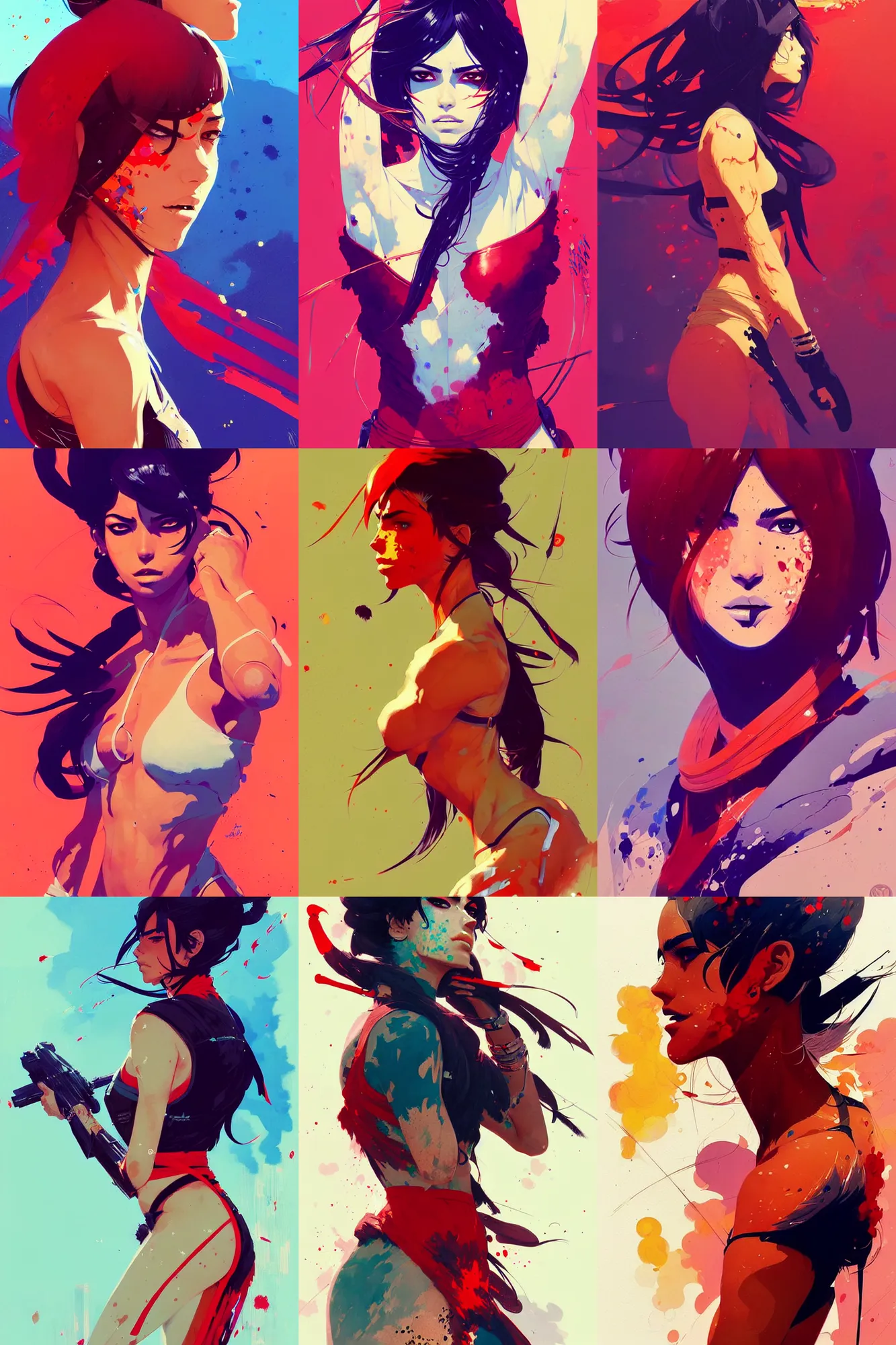 Prompt: an ultradetailed beautiful painting of a stylish hispanic female fighter, by conrad roset, greg rutkowski and makoto shinkai, featured on artstation