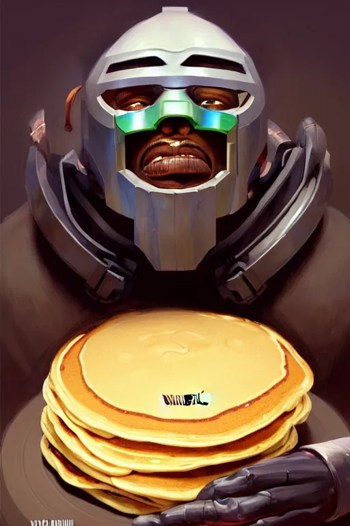 Prompt: mf doom as cooking pancakes animation pixar style,, fun, incredible detail, lighting poster by magali villeneuve, artgerm, jeremy lipkin and michael garmash, rob rey and kentaro miura style, trending on art station