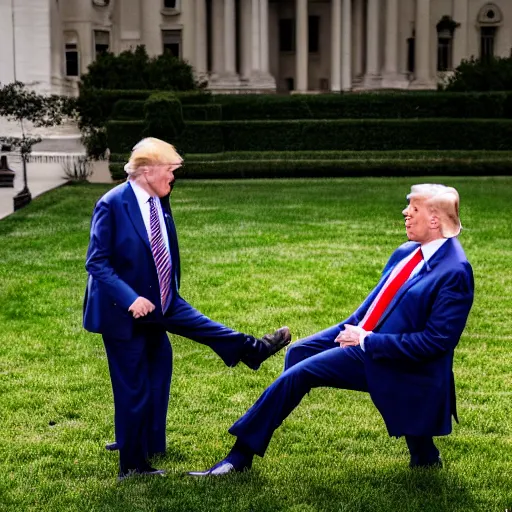 Image similar to donald trump tickling rudy giuliani, canon eos r 3, f / 1. 4, iso 2 0 0, 1 / 1 6 0 s, 8 k, raw, unedited, symmetrical balance, wide angle