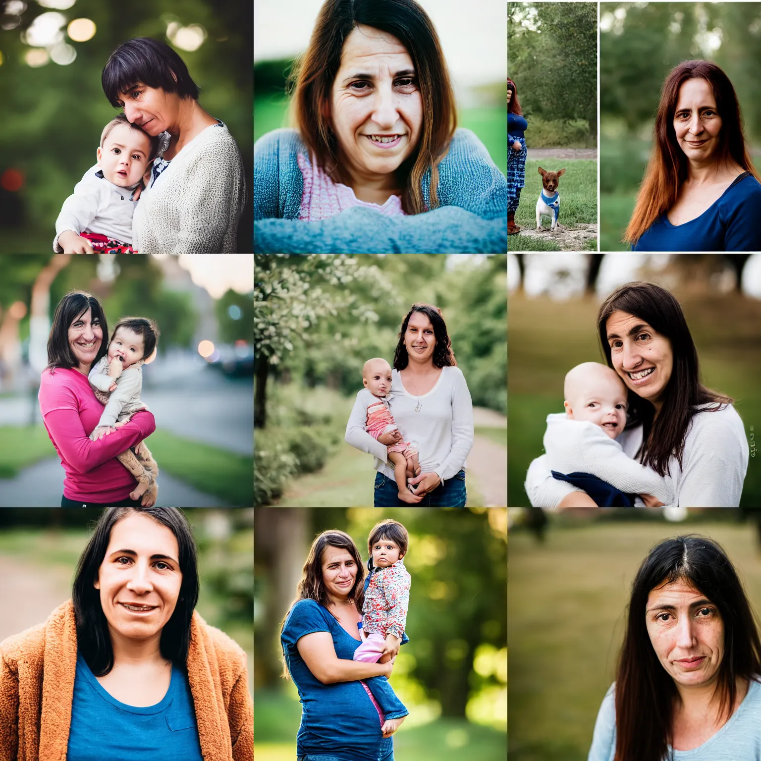 Prompt: a portrait photograph of caring, 3 5 year - old argentinian mom, canon 8 5 mm f 1. 2 photograph