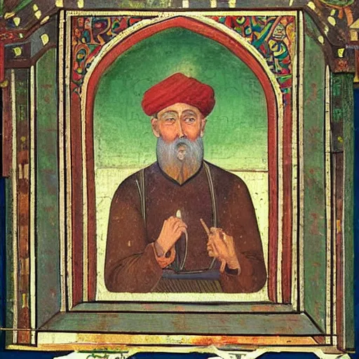 Prompt: 1 5 th century painting depicting haji bektash, located in hajibektash complex, trending on solidworks