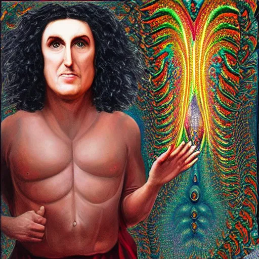 Image similar to weird al as god, infinite, fractal, painting