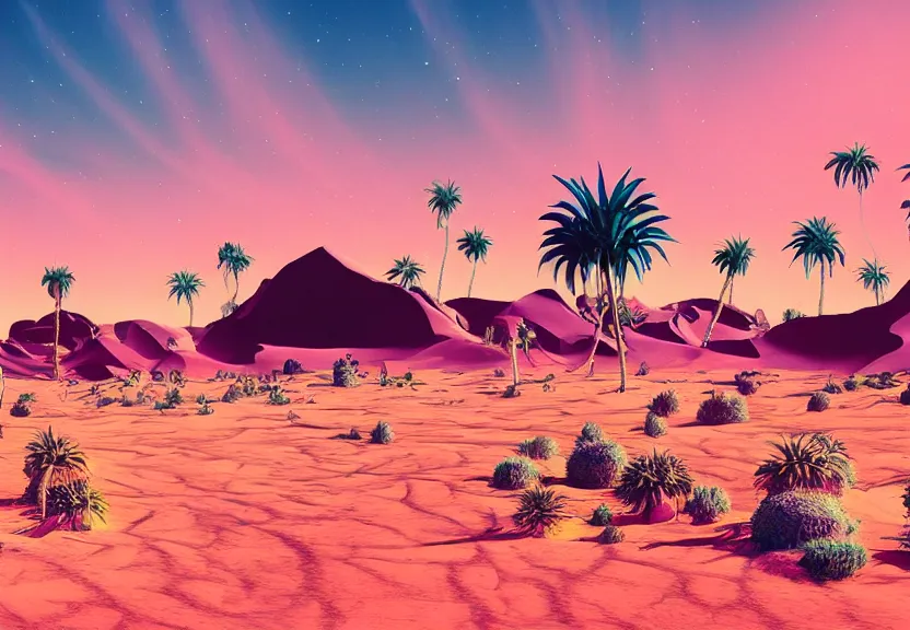 Prompt: a synthwave desert