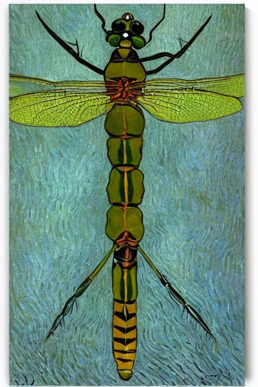 Image similar to symmetrical!!! looking at the camera!! dragonfly!! by vincent van gogh