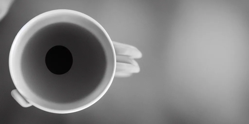 Image similar to a cup of eye, morning, black and white, sun, calm environment, professional photography, focus