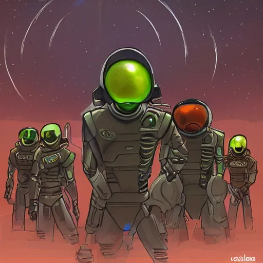 Image similar to egalitarian dystopia aliens Mars community, midjourney art style