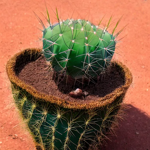 Prompt: a cactus pooping