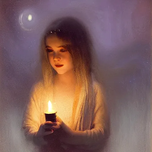 Image similar to pale young ghost girl, by mikko lagerstedt, by gaston bussiere, by jean deville, candlelight