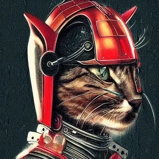 Image similar to Renovatio portrait cat samurai cyberpunk, high detail, high modernization, ultra mega super hyper realistic