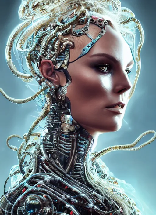 Prompt: high intricate portrait of lindsey vonn as a medusa with cybernetic enhancements, maria panfilova, andrea savchenko, mike kime, ludovic plouffe, qi sheng luo, oliver cook, makoto shinkai, trending on artstation