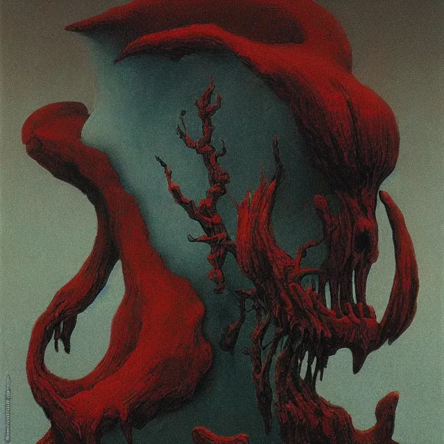 Prompt: cruel Beast of Judgement apocalyptical vision by zdzisław beksiński, oil painting award winning, chromatic aberration stark bright colors fear not