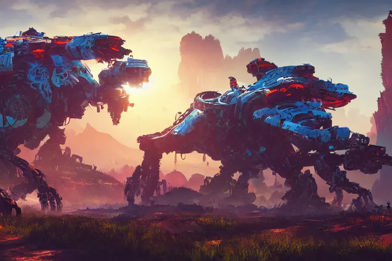 Image similar to scorcher machine mecanical creature robot of horizon forbidden west horizon zero dawn bioluminiscence global illumination ray tracing hdr fanart arstation by ian pesty and alena aenami artworks in 4 k