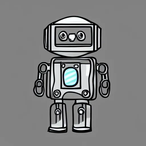 Image similar to simple digital pen illustration of a cute robot. thick lines