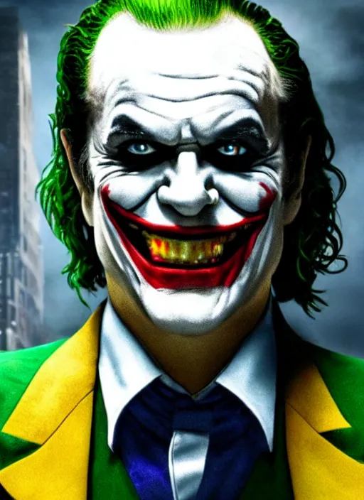 Image similar to film still of jack nicholson as joker in the new joker movie, 4 k