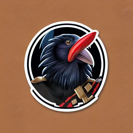 Image similar to raven armor portrait mascot, sticker illustration