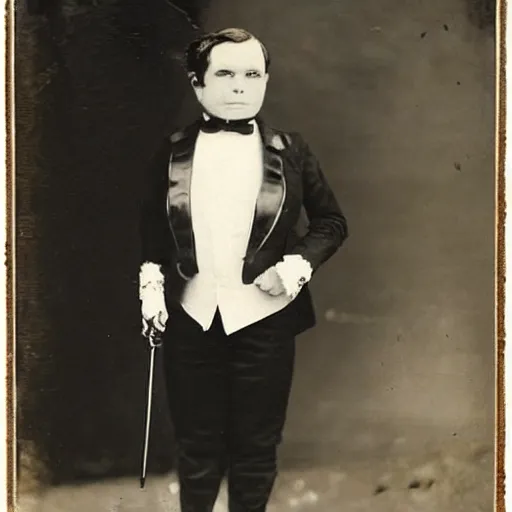 Image similar to male fox wearing tuxedo, victorian era