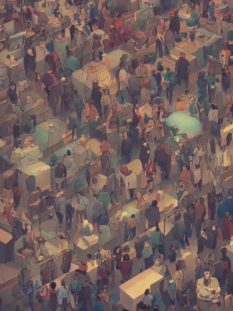 Image similar to packed crowd from overhead by disney concept artists, blunt borders, rule of thirds