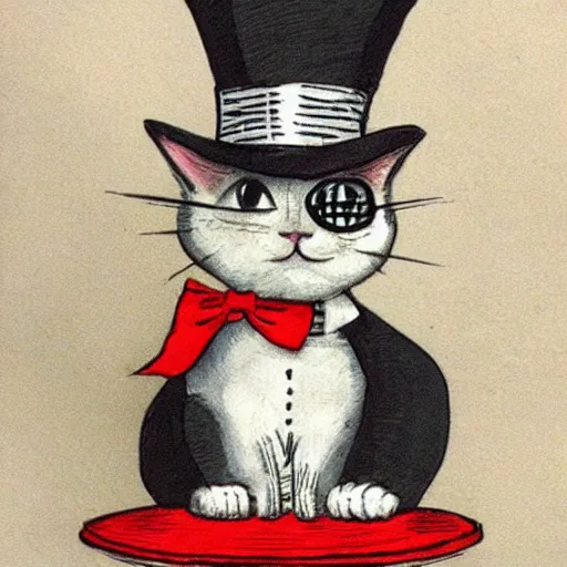 Image similar to Kitty with a tophat and monocle riding a unicycle