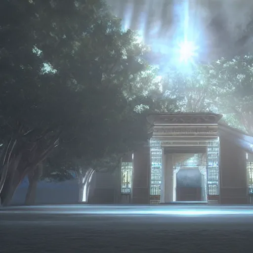 Prompt: the grand entrance, art by kotaro chiba, volumetric lighting