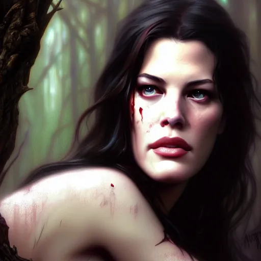 Prompt: beautiful digital painting liv tyler the evil dead with high detail, 8 k, stunning detail, photo by artgerm, greg rutkowski and alphonse mucha, unreal engine 5, 4 k uhd