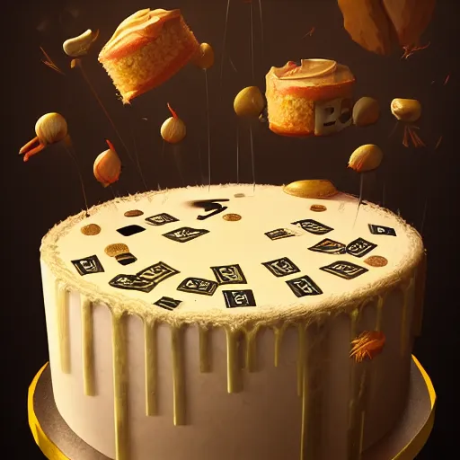 Image similar to an epic of cake with number five hundred on it, oil on canvas, perfect composition, golden ratio, beautiful detailed, photorealistic, digital painting, concept art, smooth, sharp focus, illustration, fantasy background, artstation trending, octane render, unreal engine