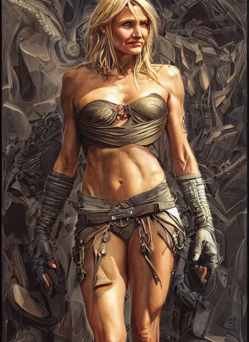 Image similar to Cameron Diaz as a ruggedly handsome hero, intricate, elegant, highly detailed, centered, digital painting, artstation, concept art, smooth, sharp focus, illustration, art by artgerm and donato giancola and Joseph Christian Leyendecker