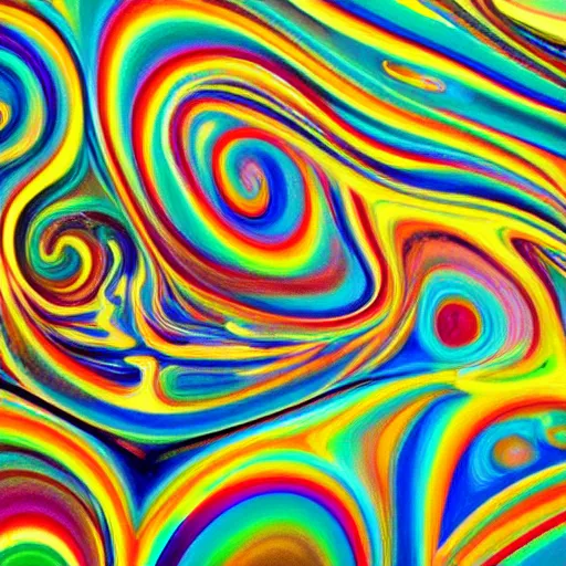 Prompt: fluoralescent patterns swirling through space, twirling, acrylic on canvas, colorful, highly detailed, amazing masterpiece