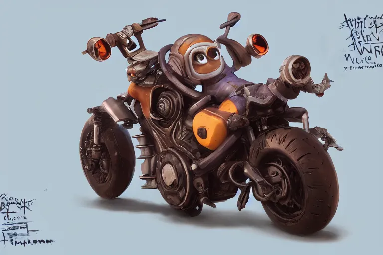 Image similar to a cartoony motor bike, in the style of Rayman origins, michael ancel, Ruan Jia and Mandy Jurgens and Greg Rutkowski, trending on Artstation, award winning, unreal engine, octane render H 1024