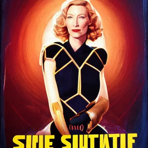 Image similar to cate blanchett , scifi, retro futurist, movie poster,