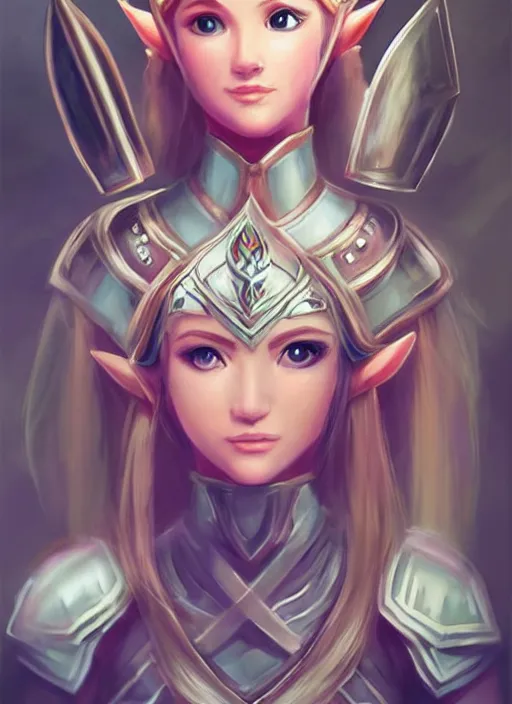 Image similar to beautiful portrait of a gorgeous knight who looks like Princess Zelda , character design by Ross Tran, detailed, soft lighting