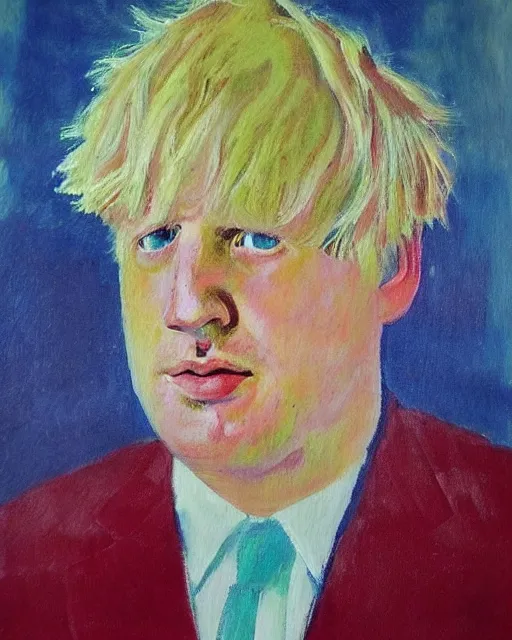 Prompt: impressionist painting of a portrait of a 1 9 6 0 s hippie looking like boris johnson