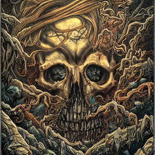 Image similar to a cover of a death metal LP, highly detailed, art, dark and grungy, 4k, 8k, trending on artstation, style of dan mumford and Andrew Ferez