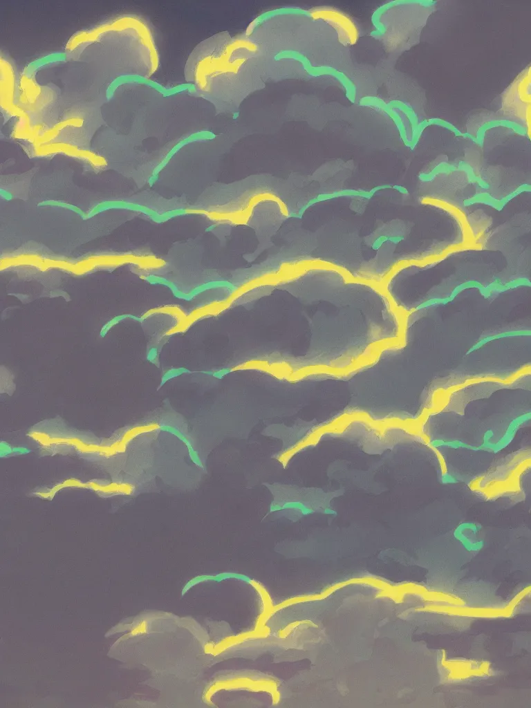 Prompt: neon gas glow in the dark clouds by disney concept artists, blunt borders, rule of thirds