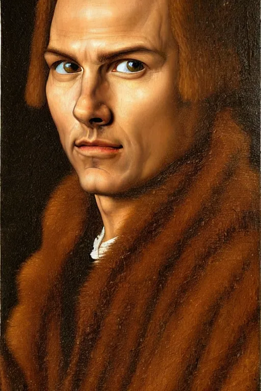 Image similar to renaissance 1 6 0 0 portrait of tom cruise, oil painting by jan van eyck, northern renaissance art, oil on canvas, wet - on - wet technique, realistic, expressive emotions, intricate textures, illusionistic detail