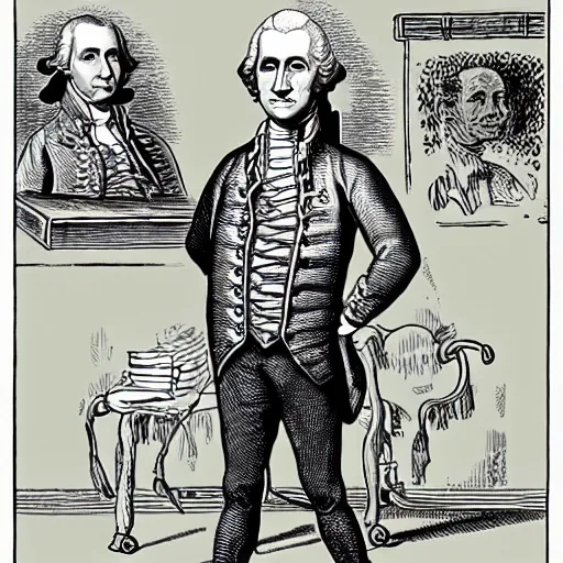 Image similar to George Washington as drawn by R. Crumb