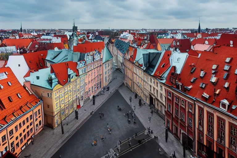 Prompt: office with a view, Wroclaw, architecture photography