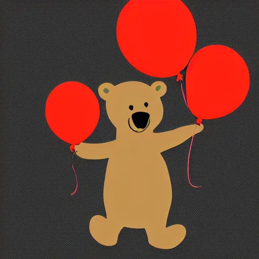 Prompt: vector image of a bear holding balloons. smooth lines. high quality