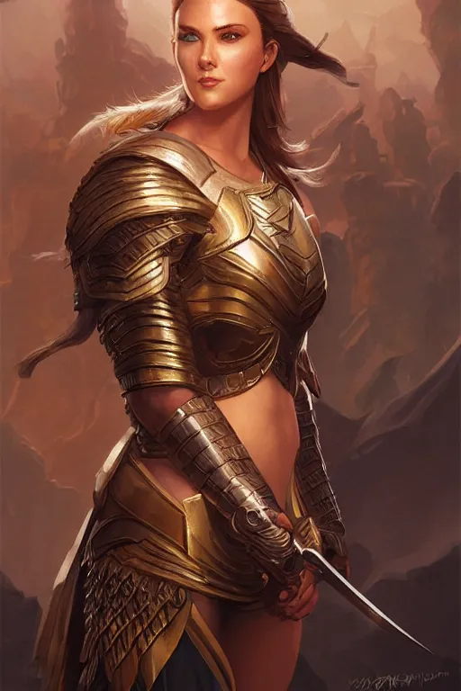 Image similar to amazon valkyrie athena, d & d, fantasy, portrait, highly detailed, headshot, digital painting, trending on artstation, concept art, sharp focus, illustration, art by artgerm and greg rutkowski and magali villeneuve