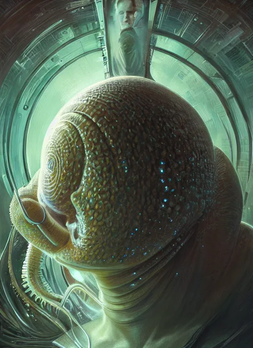 Prompt: elon musk as slimy mollusk, drool, full body, intricate, elegant, highly detailed, digital painting, artstation, concept art, wallpaper, smooth, sharp focus, illustration, art by h. r. giger and artgerm and greg rutkowski and alphonse mucha