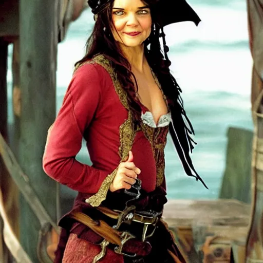 Prompt: katie holmes as a pirate,